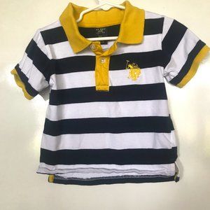 US Polo Assn Boys size 2T blue and white stripped polo shirt with logo #3on back